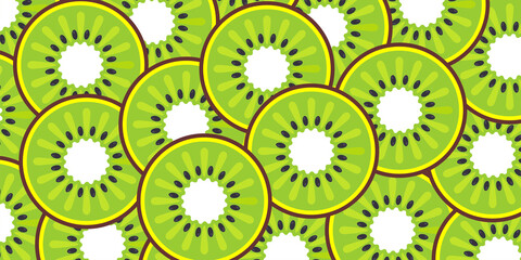 Seamless pattern fruit kiwi piece