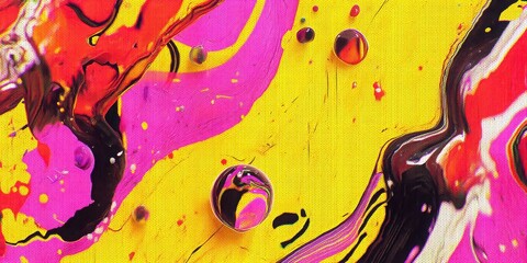 Generative AI Neural Networks Concept. This vibrant abstract artwork features swirling patterns and bright colors, creating an engaging visual experience on a textured canvas background.