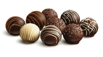 Variety of chocolate truffles close up shot sweet food dessert confectionery culinary photography