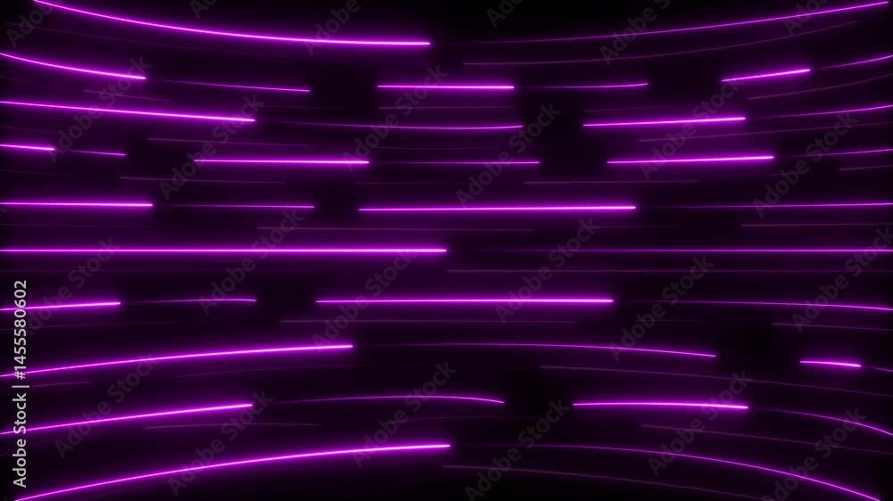Poster technology most popular categories lights blinking lines moving neon line cross on black background.