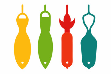 set of Peeler icon vector silhouette illustration isolated on white background