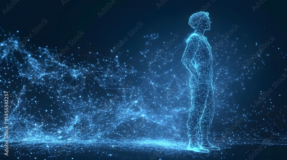 Leinwandbilder a luminous representation of human connectivity. illustrates technology, data, and networks convergi