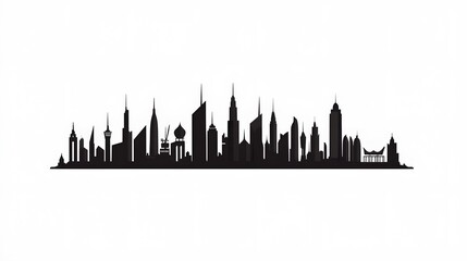 A Silhouetted Skyline of Various Urban Architectural Structures