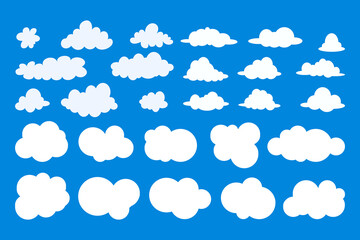 set of various flat cartoon cloud design