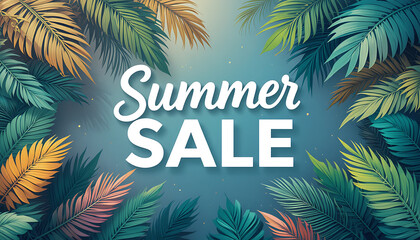 Summer Sale with Palm Leaves
