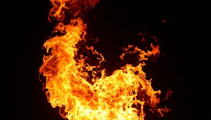 burning fire at studio photo or transparent on dark background 