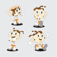 Coffee mascot design. Cute coffee vector pack.