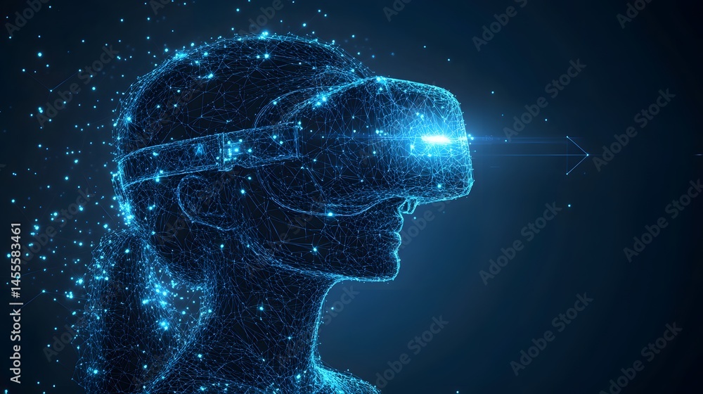 Fototapete futuristic vr experience visualized. a digital avatar immersed, bathed in a bright, technologically 