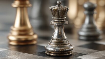 Fototapeta premium A close-up of a chess piece on a board signifying strategic planning in corporate finance strategy icon concept for success