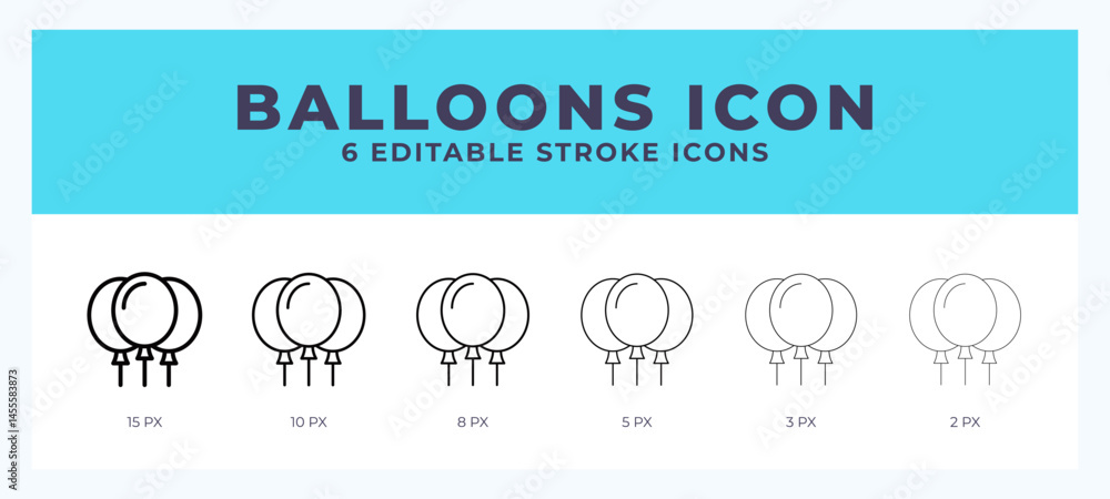 Poster balloons icon set with different stroke. vector illustration with editable stroke.