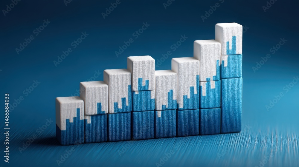Poster city made of blocks representing data aligned investing concept based on calculated decisions in urb