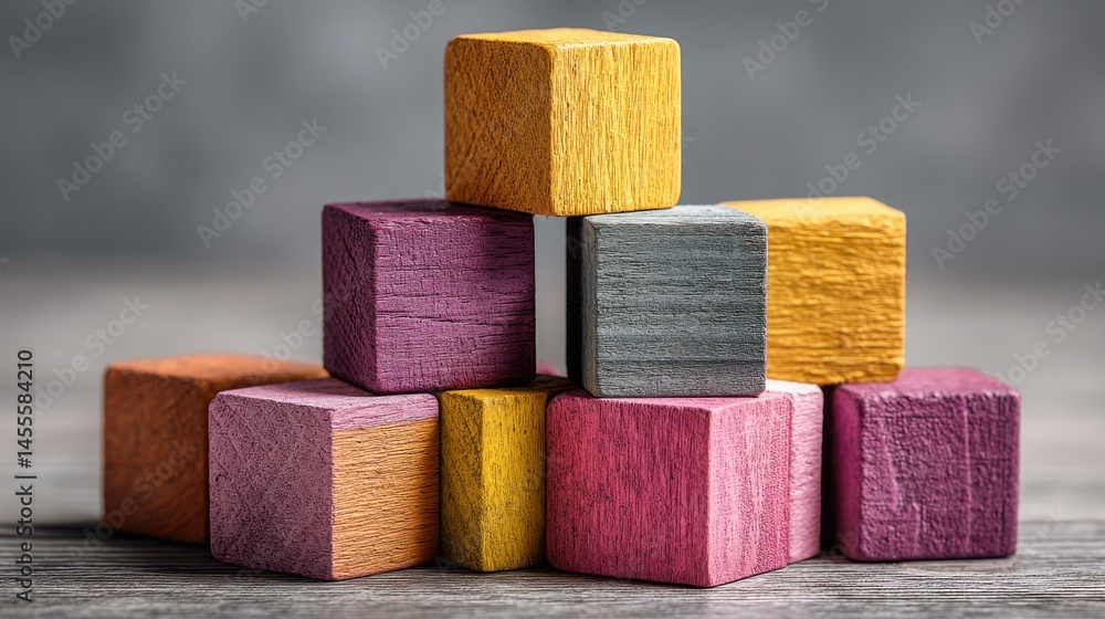 Poster stack of wooden blocks demonstrating data-powered capital framework for building modern financial st