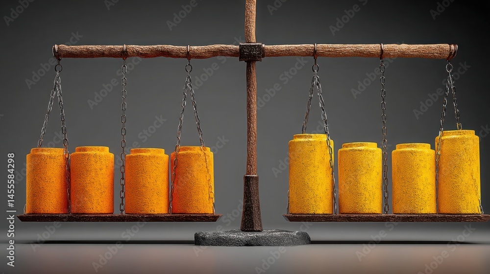 Poster scale with candles on it demonstrating data-visual net worth comparison concept in a clean layout de