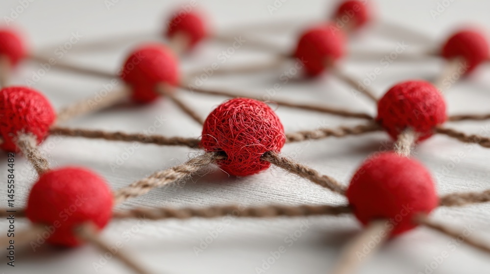 Poster a red heart suspended on a string illustrating the concept of interconnectedness in decentralized ca