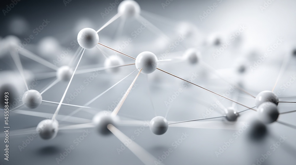 Poster a molecular structure featuring many spheres illustrating the interconnectedness and complexity with