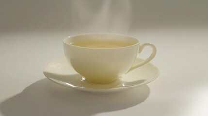 Fototapeta premium Steaming cup of tea simple elegant still life photography
