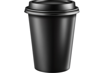 Black disposable coffee cup