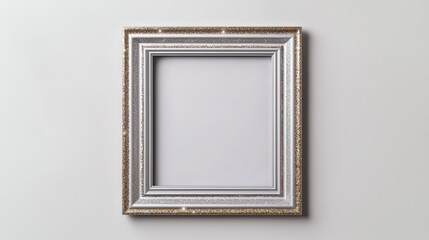 Fototapeta premium Ornate Empty Picture Frame Decorated with Gold Accents on Wall