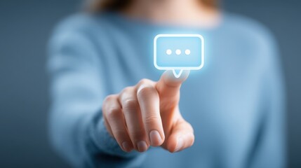Woman pressing a button on a digital fundraising interface indicating active engagement in investor pitch strategy