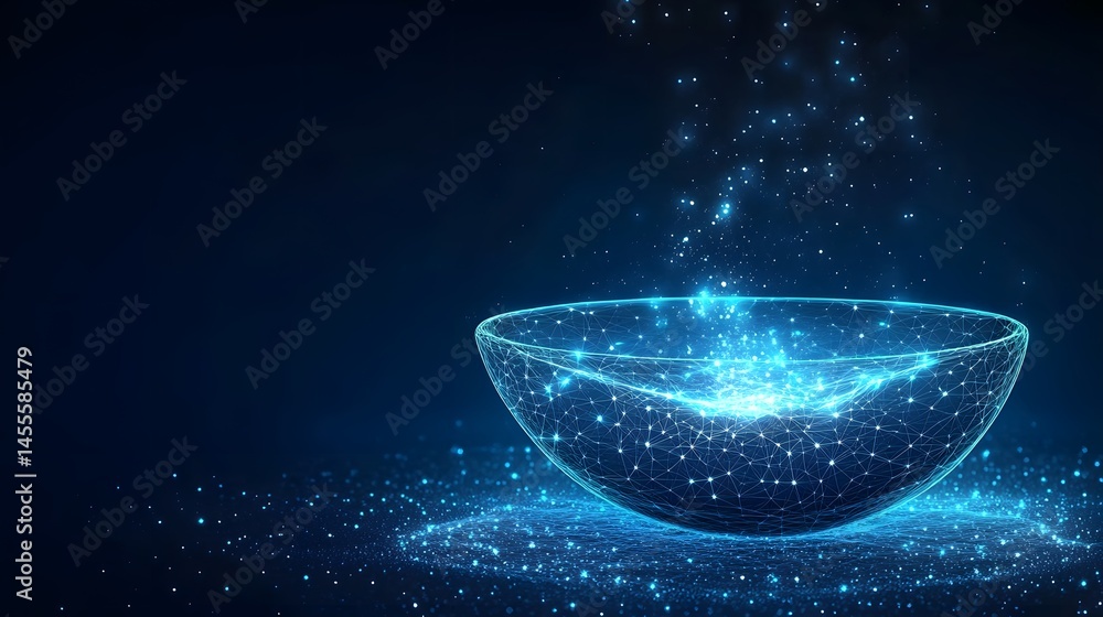 Leinwandbilder luminous blue sphere pulsates with digital energy. sparkling particles dance around it, set against 