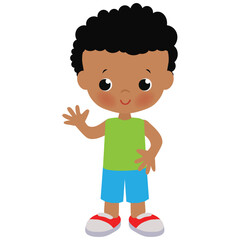 Cute little boy vector cartoon illustration