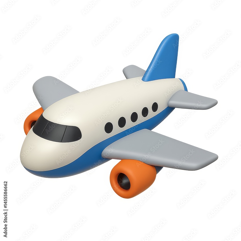 Poster 3d isolated airplane model with simple design and vibrant colors