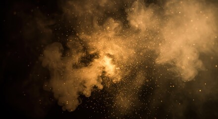 Abstract golden smoke particles