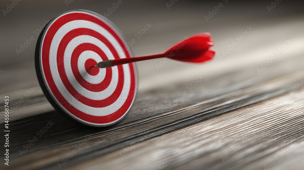 Poster a red dart precisely hitting a representing emotional precision and targeted psychological control i
