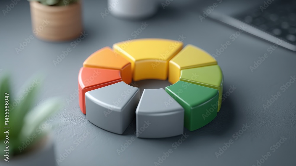 Poster colorful pie chart displaying comprehensive data analysis for enterprise risk exposure in profession