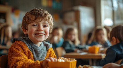 joyful classroom scene where children with down syndrome are actively participating alongside their peers.