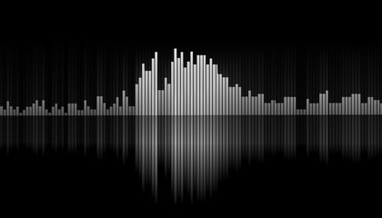 Obraz premium Une courbe fréquentielle traduisant Bass, rythme et sonorité en blanc sur fond noir.