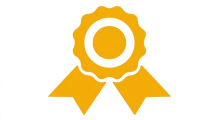 Fototapeta premium Achievement Ribbon Icon Yellow Award Symbol for Success Recognition and Excellence in Compet