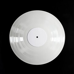 A white, blank, plastic vinyl record isolated on a black background, viewed from the top. --v 6.1 Job ID: 4bdc42d8-0249-4674-833d-7141db50f504