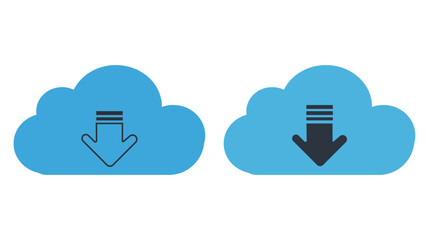 Cloud Download Vector Illustration Set