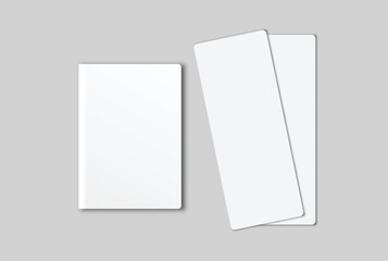 Passport with flight boarding pass, tickets mockup. Vector realistic template for presentation passenger check in, immigration, customs control, identification document. international tourism travel
