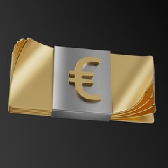 Euro Stack of Banknotes. 3d illustraton. 
