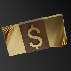 Dollars stack of banknotes. Trendy digital graphics. Finance. Currency. Cash. 3d illustration