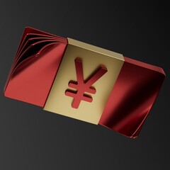 Yen. Yuan. Banknotes. Money. Digital style. 3d illustration. Finance. Currency.
