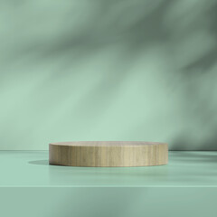 Simple wooden podium on green background, perfect for product or award display.