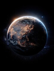 Fototapeta premium Earth from Space with City Lights Illuminating Asia and the Pacific Ocean Region View