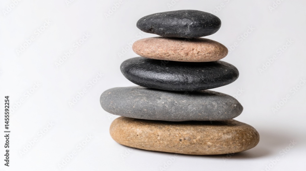 Poster a simple yet elegant stack of rocks representing peace and stillness in concepts of financial manage