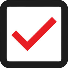  red checkmark inside a white square box