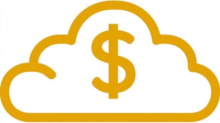 Cloud Computing and Finance Icon Dollar Sign within Cloud Shape for Business Technology and
