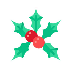 Christmas Holly Berry Leaf Icon Design