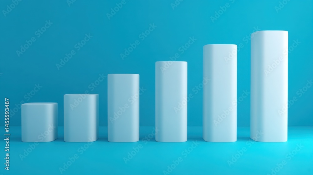 Poster row of white cylinders representing a futurist dividend path concept in a tech-based income log for 