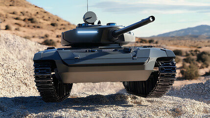 Fototapeta premium A futuristic military tank with a sleek aerodynamic de e0004a9f 974f 4499 ba9f cc3ef6806e5b