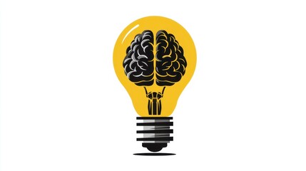 Creative Light Bulb with Brain Illustration Symbolizing Ideas Innovation and Intelligence
