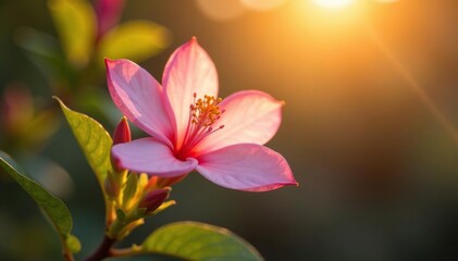 Fototapeta premium Blooming jasmine, soft golden sunset light, ethereal glow, flower, warm, floral