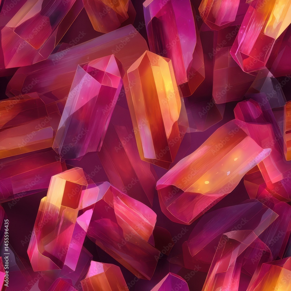 Aufkleber abstract gemstone cluster in warm tones seamless pattern for textile design and backgrounds