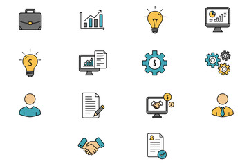 Business theme social network set of  icons